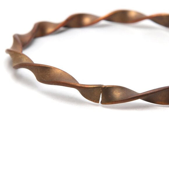 Vintage Bangle Bracelets Brass Mother of Pearl Shell Copper Twist Metal Casual - Picture 8 of 11